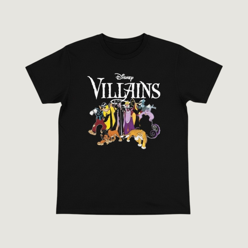 Disney Villains Graphic T-Shirt Black XL Maleficent Ursula Scar Jafar Cruella